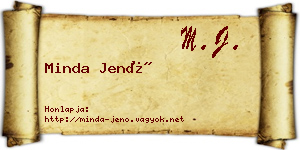 Minda Jenő névjegykártya